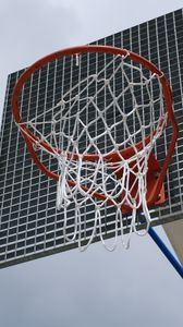 Preview wallpaper basketball hoop, basketball, net, sports, clouds