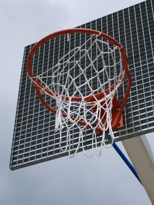 Preview wallpaper basketball hoop, basketball, net, sports, clouds