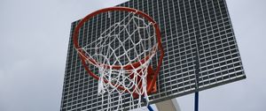 Preview wallpaper basketball hoop, basketball, net, sports, clouds