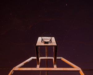 Preview wallpaper basketball hoop, basketball, night, starry sky, construction