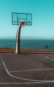 Preview wallpaper basketball hoop, basketball, playground, covering, marking