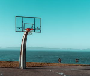 Preview wallpaper basketball hoop, basketball, playground, covering, marking