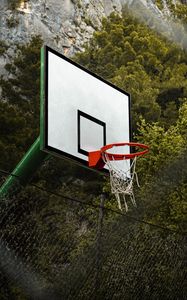 Preview wallpaper basketball hoop, basketball, playground, trees, sports