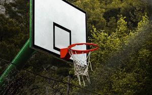 Preview wallpaper basketball hoop, basketball, playground, trees, sports