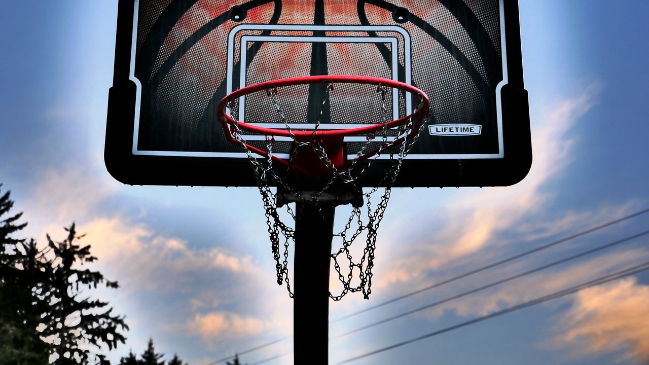 Wallpaper basketball hoop, basketball, sky, twilight