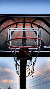 Preview wallpaper basketball hoop, basketball, sky, twilight