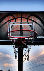 Preview wallpaper basketball hoop, basketball, sky, twilight