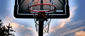 Preview wallpaper basketball hoop, basketball, sky, twilight