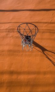 Preview wallpaper basketball hoop, basketball, wall, orange