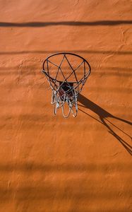 Preview wallpaper basketball hoop, basketball, wall, orange