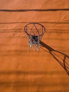 Preview wallpaper basketball hoop, basketball, wall, orange