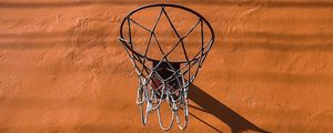 Preview wallpaper basketball hoop, basketball, wall, orange