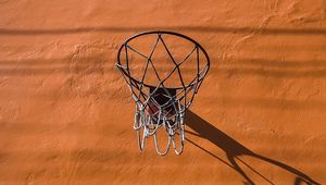 Preview wallpaper basketball hoop, basketball, wall, orange