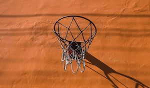 Preview wallpaper basketball hoop, basketball, wall, orange