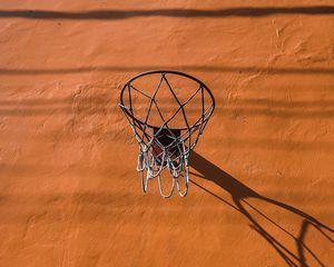 Preview wallpaper basketball hoop, basketball, wall, orange