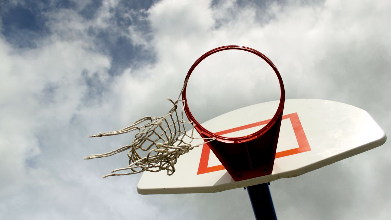 Wallpaper basketball hoop, mesh, basketball, sky, games, sports