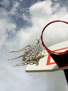 Preview wallpaper basketball hoop, mesh, basketball, sky, games, sports