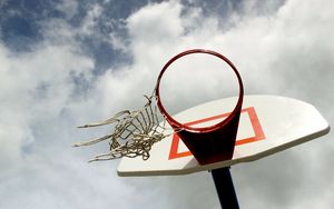 Preview wallpaper basketball hoop, mesh, basketball, sky, games, sports