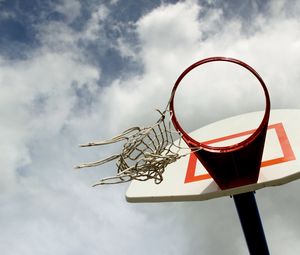 Preview wallpaper basketball hoop, mesh, basketball, sky, games, sports