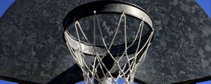 Preview wallpaper basketball hoop, mesh, sky, basketball, sport