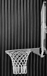 Preview wallpaper basketball hoop, net, basketball, black and white, sport