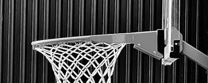 Preview wallpaper basketball hoop, net, basketball, black and white, sport