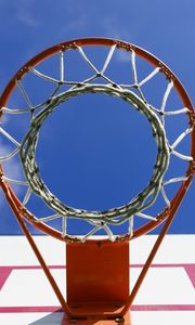 Preview wallpaper basketball hoop, net, basketball, sky, sport