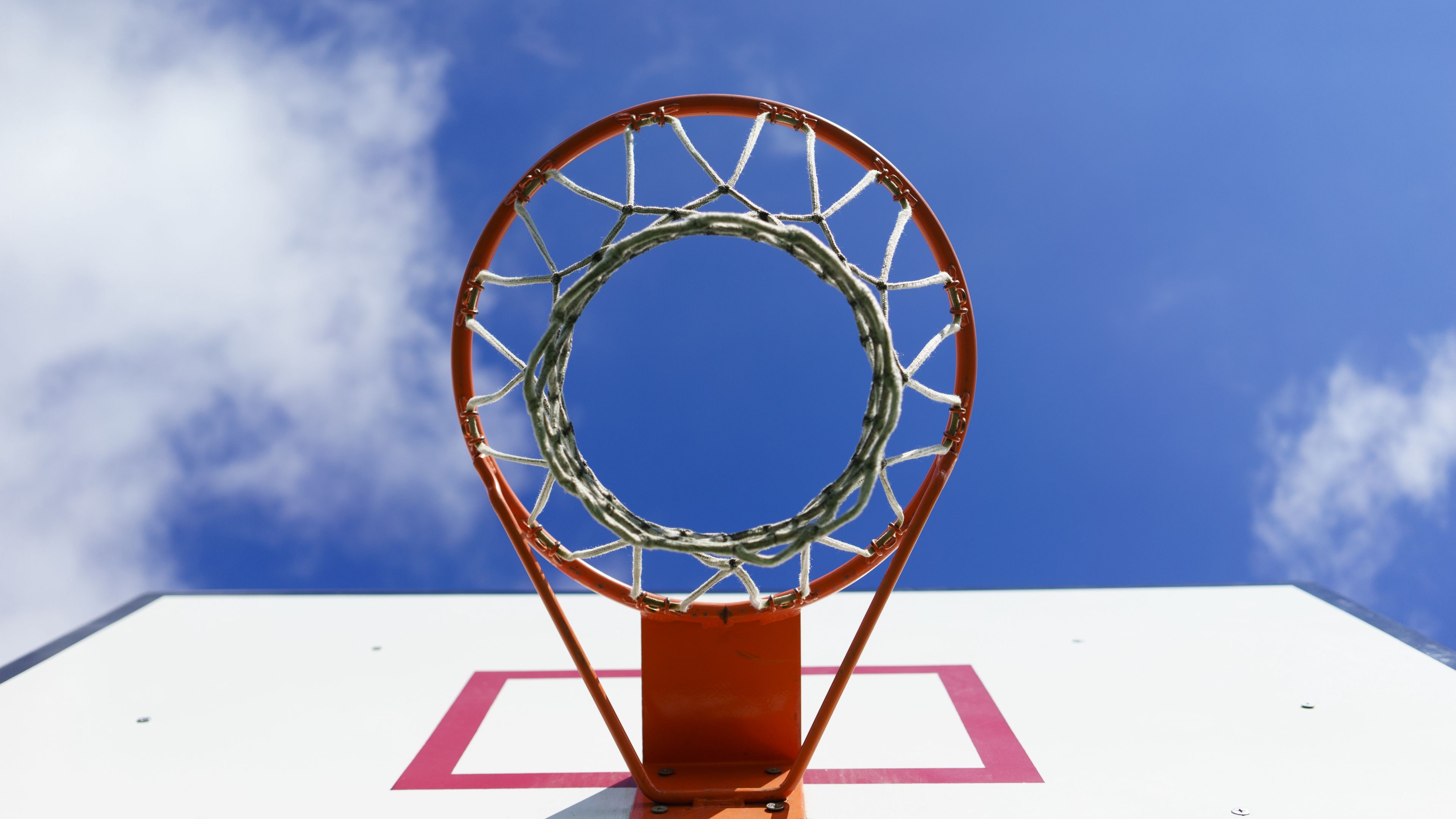 3840x2160 Wallpaper basketball hoop, net, basketball, sky, sport