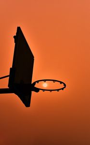 Preview wallpaper basketball hoop, silhouette, sun, sunset, dark