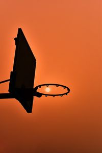 Preview wallpaper basketball hoop, silhouette, sun, sunset, dark