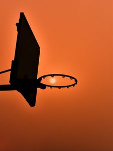 Preview wallpaper basketball hoop, silhouette, sun, sunset, dark