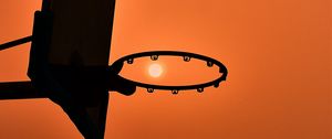 Preview wallpaper basketball hoop, silhouette, sun, sunset, dark