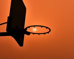 Preview wallpaper basketball hoop, silhouette, sun, sunset, dark