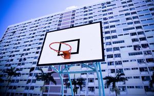 Preview wallpaper basketball net, building, ring