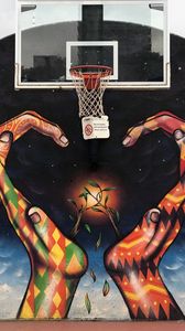 Preview wallpaper basketball net, hands, graffiti