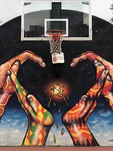Preview wallpaper basketball net, hands, graffiti