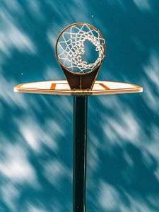 Preview wallpaper basketball ring, basketball, grid, starry sky, clouds