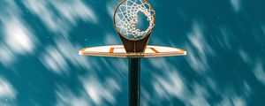 Preview wallpaper basketball ring, basketball, grid, starry sky, clouds