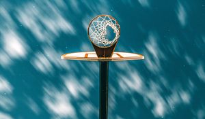 Preview wallpaper basketball ring, basketball, grid, starry sky, clouds