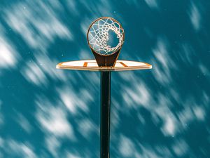 Preview wallpaper basketball ring, basketball, grid, starry sky, clouds