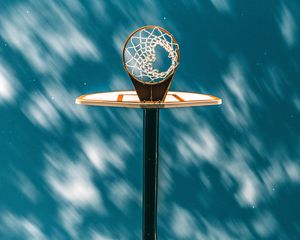 Preview wallpaper basketball ring, basketball, grid, starry sky, clouds