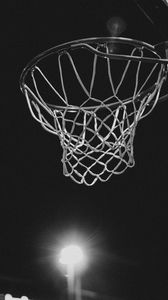 Preview wallpaper basketball ring, bw, net, basketball