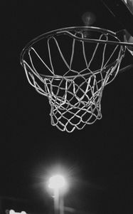 Preview wallpaper basketball ring, bw, net, basketball