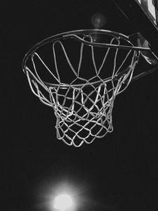 Preview wallpaper basketball ring, bw, net, basketball