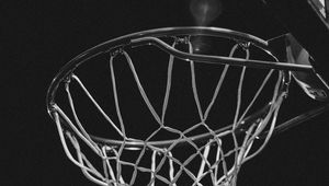 Preview wallpaper basketball ring, bw, net, basketball