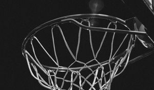 Preview wallpaper basketball ring, bw, net, basketball