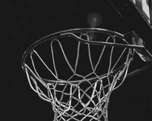 Preview wallpaper basketball ring, bw, net, basketball