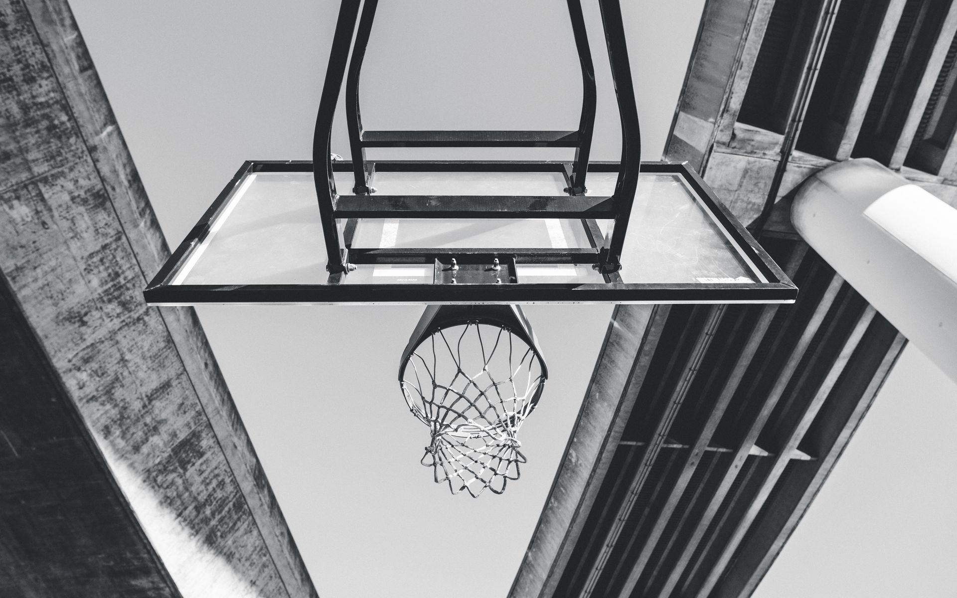 1920x1200 Wallpaper basketball, ring, mesh, bw