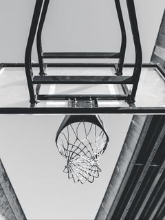240x320 Wallpaper basketball, ring, mesh, bw