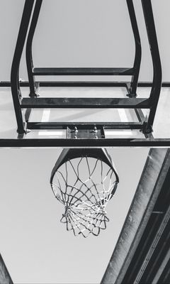 240x400 Wallpaper basketball, ring, mesh, bw